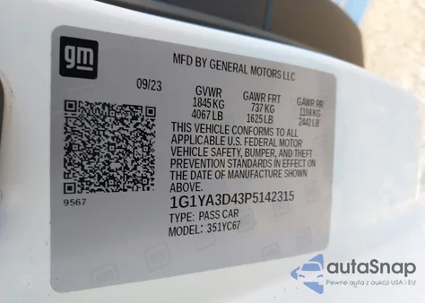 2023 Chevrolet Corvette Stingray Rwd 1Lt from USA, damaged, VIN 1G1YA3D43P5142315